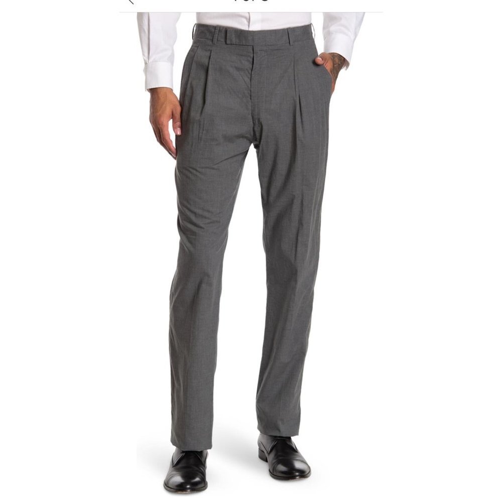 Billy Reid Mens Alexander Grey Sharkskin Pleated Unhemmed Dress Pants Sz 30 NWT